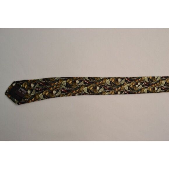 Crooks & Creed London Men's Green Silk Golf Tie - Picture 6 of 7